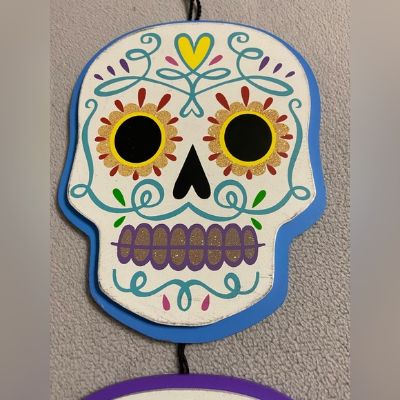 3-Sugar Skulls Wall Hanging Sign - Picture 3 of 4